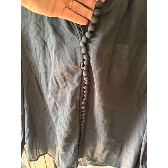 Anthropologie We are Sundays Cora Blouse Black Cotton Long Balloon Sleeve Size X - Picture 5 of 9